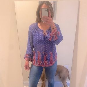 Victoria’s Secret Paisley Long Sleeve Tie-Neck Top